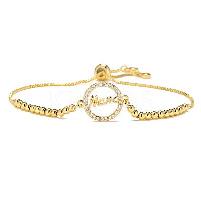 Mother's Day Brass Micro Pave Clear Cubic Zirconia Slider Bracelets FS-WGA4315-07-1