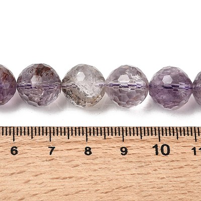 Natural Purple Phantom Quartz Purple Lodolite Quartz Round Beads Strands G-Z127-B01-12mm-1
