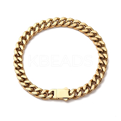 304 Stainless Steel Curb Chain Bracelets for Unisex BJEW-K283-01A-G-1