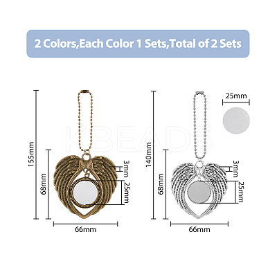 4Pcs 2 Style Tibetan Style Alloy Heat Transfer Sublimation Hanging Blank Pendant Decorations HJEW-FH0006-54-1
