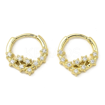 Star Brass Micro Pave Cubic Zirconia Hoop Earrings EJEW-L270-28G-1
