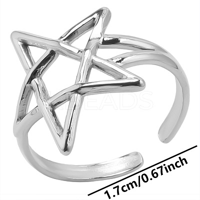 Stainless Steel Star Open Cuff Ring Women GD1255-1-1