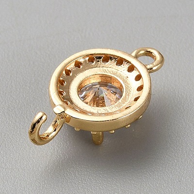 Light Gold Plated Brass Pave Cubic Zirconia Connector Charms KK-CJC0001-41KCG-05-1