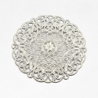 Brass Large Flower Filigree Findings KK-L056-01P-1