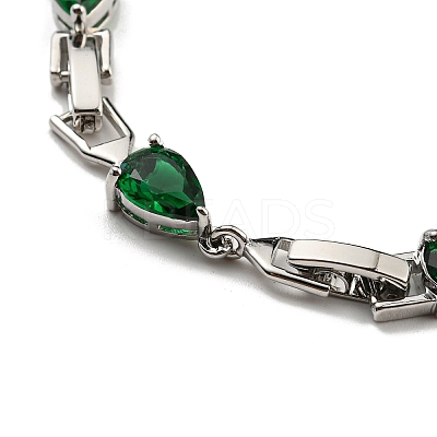 Teardrop Glass Link Chain Bracelets BJEW-H604-01P-01-1