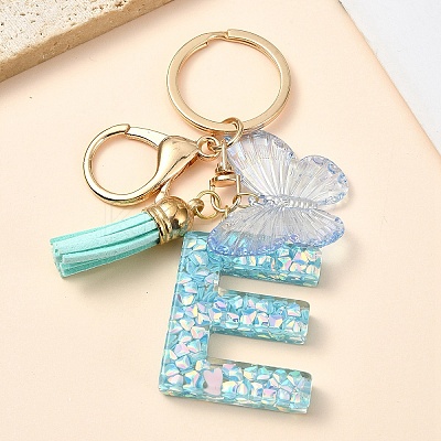 Resin & Acrylic & Faux Suede Tassel Keychain KEYC-YW00117-05-1