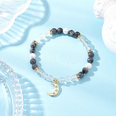 Brass Micro Pave Cubic Zirconia Charm Bracelets BJEW-JB12230-02-1