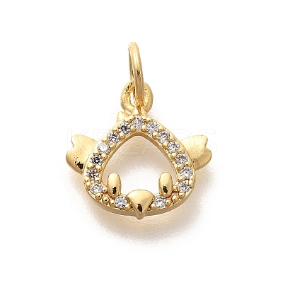 Rack Plating Brass Micro Pave Cubic Zirconia Pendants KK-H508-28G-11-1