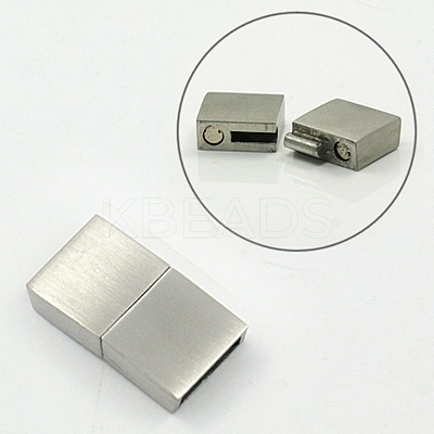 Tarnish Resistant Matte 304 Stainless Steel Magnetic Clasps with Glue-in Ends STAS-K007-01-1