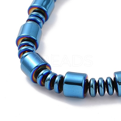 Synthetic Hematite & Brass Column Beaded Necklace Bracelet with Magnetic Clasps SJEW-G079-01-1
