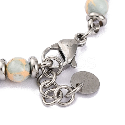 Synthetic Shoushan Stone & Synthetic Hematite Round Beaded Bracelet BJEW-P339-02P-07-1