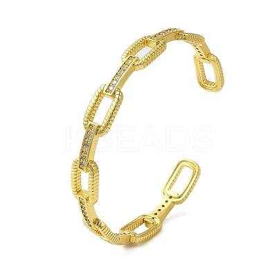 Oval Cubic Zirconia Cuff Bangles BJEW-P336-08G-1