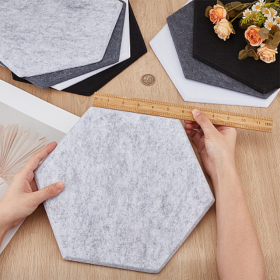 8Pcs 4 Colors Hexagon Sound-absorbing Felt Board AJEW-FG0004-70-1