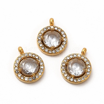 PVD Vacuum Plating 304 Stainless Steel Cubic Zirconia Pendants STAS-A076-05G-1