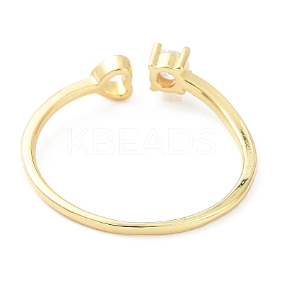 Rack Plating Brass Micro Pave Clear Cubic Zirconia Cuff Rings RJEW-C043-08G-1