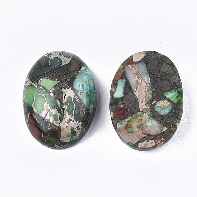 Synthetic Gold Line Regalite/Imperial Jasper/Sea Sediment Jasper Cabochons G-S329-079B-1