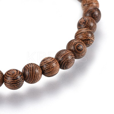 Wood Beads Stretch Bracelets BJEW-JB03972-M-1