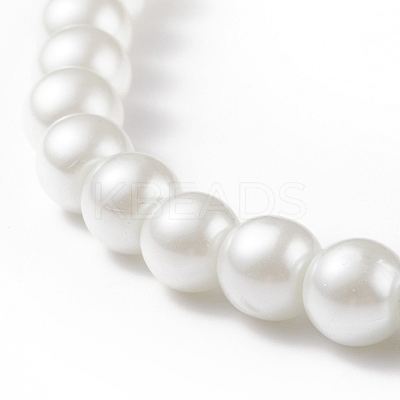 Glass Pearl Round Beaded Necklace for Men Women X-NJEW-JN03923-01-1