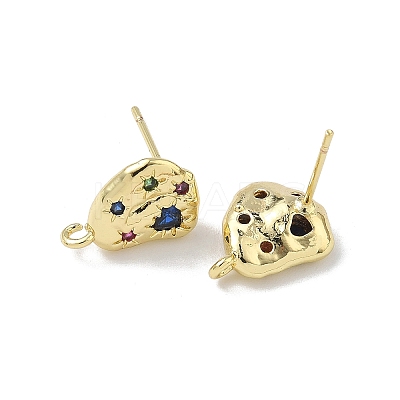 Brass Micro Pave Cubic Zirconia Stud Earring Findings KK-U075-01B-02G-1