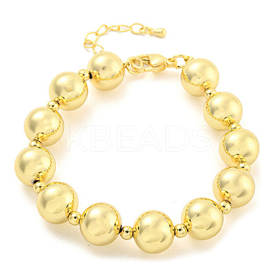 Rack Plating Round Brass Beaded Bracelets for Women BJEW-P322-13G-1