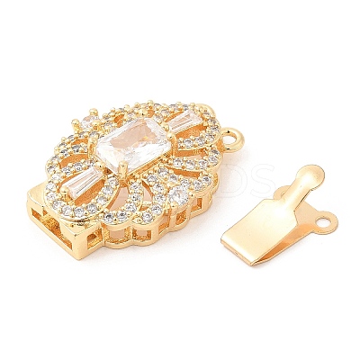 Brass Micro Pave Clear Cubic Zirconia Box Clasps KK-E052-01E-G01-1