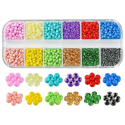 54G 12 Colors Baking Paint & Transparent Glass Seed Beads SEED-FS0001-19-1