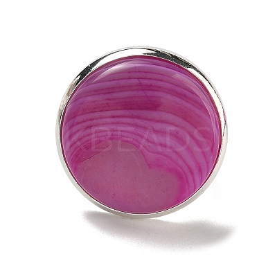 Natural Banded Agate Round Adjustable Rings RJEW-K371-09S-20-1