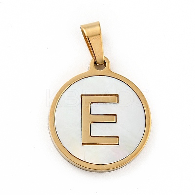 PVD Vacuum Plating 304 Stainless Steel with White Shell Pendants STAS-G268-01E-G-1