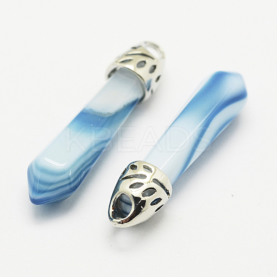 Dyed Bullet Natural Agate Pointed Pendants G-E332-C01-1