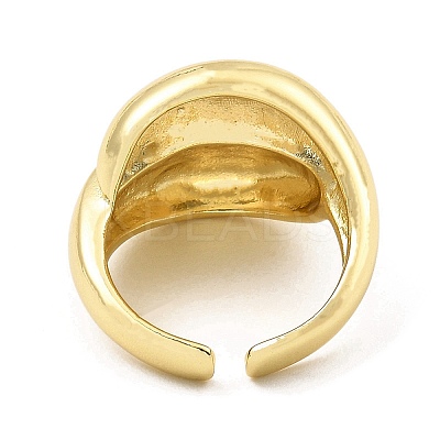 Rack Plating Brass Teardrop Open Cuff Rings for Women RJEW-G294-06G-1