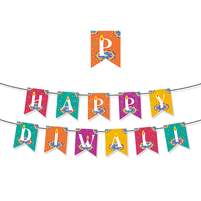 Diwali Theme Paper Flag Banners DIY-NH0011-01A-1