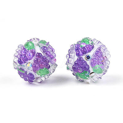 Fruit Round Resin Beads RESI-T059-03B-1
