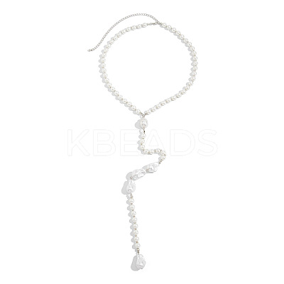 Imitation Pearl & CCB Teardrop Wedding Bridal Backdrop Necklaces for Backless Dress WG70975-01-1
