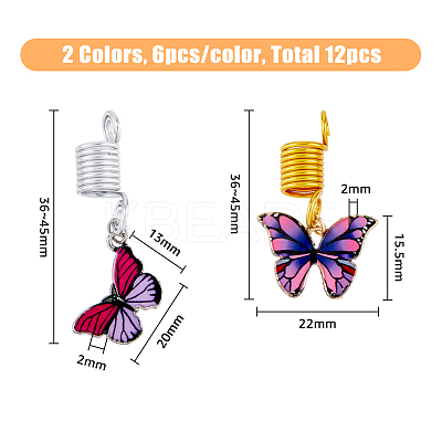 12Pcs Alloy Hair Coil Cuffs Set PALLOY-PH01465-1