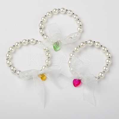 Acrylic Round Beaded Kids Stretch Bracelets BJEW-JB01389-1