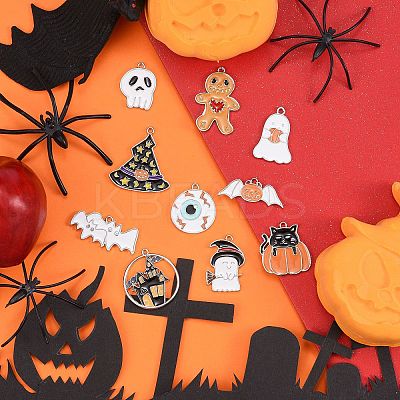 28Pcs 14 Styles Halloween Theme Alloy Enamel Pendants ENAM-SZ0001-63P-1