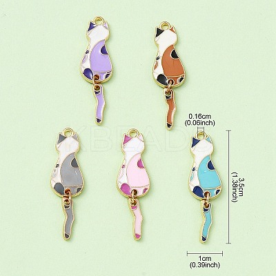 5Pcs 5 Colors Eco-Friendly Alloy Enamel Pendants ENAM-YW0003-57-1