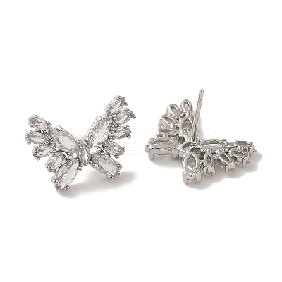 Rack Plating Brass Micro Pave Cubic Zirconia Studs Earrings EJEW-R162-23P-1