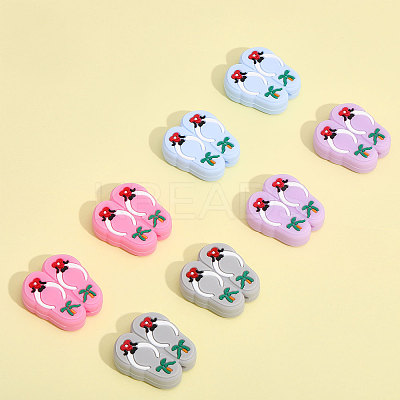 8Pcs 4 Colors Food Grade Eco-Friendly Silicone Focal Beads SIL-CA0002-16-1