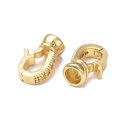 Rack Plating Brass Micro Pave Clear Cubic Zirconia Fold Over Clasps KK-E080-02G-1