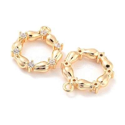 Brass Micro Pave Cubic Zirconia Pendants KK-E090-21G-1