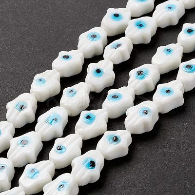Handmade Evil Eye Lampwork Beads Strands LAMP-F024-02B-1