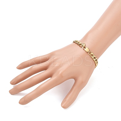 Woman's 304 Stainless Steel Cuban Link Chain Bracelets BJEW-JB05611-01-1