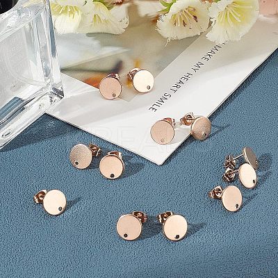 PVD Vacuum Plating 304 Stainless Steel Stud Earring Findings STAS-UN0016-05B-RG-1