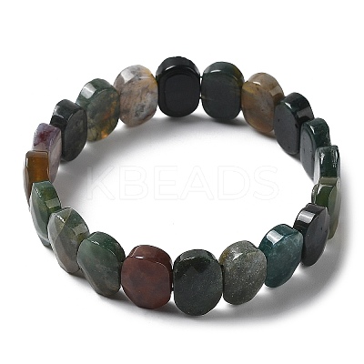 Natural Indian Agate Beaded Stretch Bracelet G-E010-01-02-1