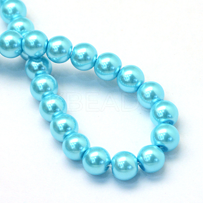 Baking Paint Pearlized Glass Pearl Round Bead Strands X-HY-Q003-12mm-48-1