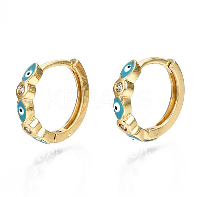 Brass Micro Pave Cubic Zirconia Huggie Hoop Earrings X-EJEW-T014-09G-02-NF-1