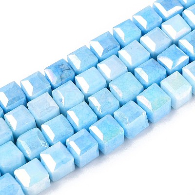 Anti-Tarnish Electroplate Glass Beads Strands GLAA-T025-8mm-10D-1