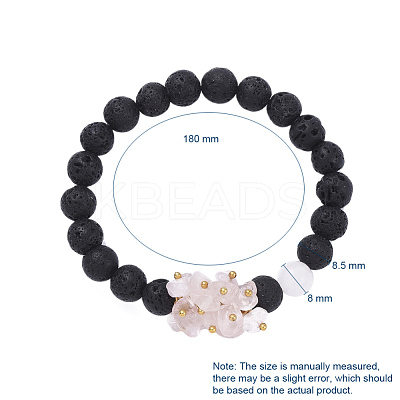 Natural Lava Rock Round Beads Stretch Bracelets BJEW-JB05118-1