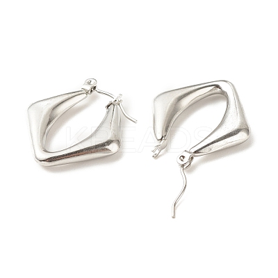 Non-Tarnish 304 Stainless Steel Chunky Rhombus Hoop Earrings for Women EJEW-K242-06P-1